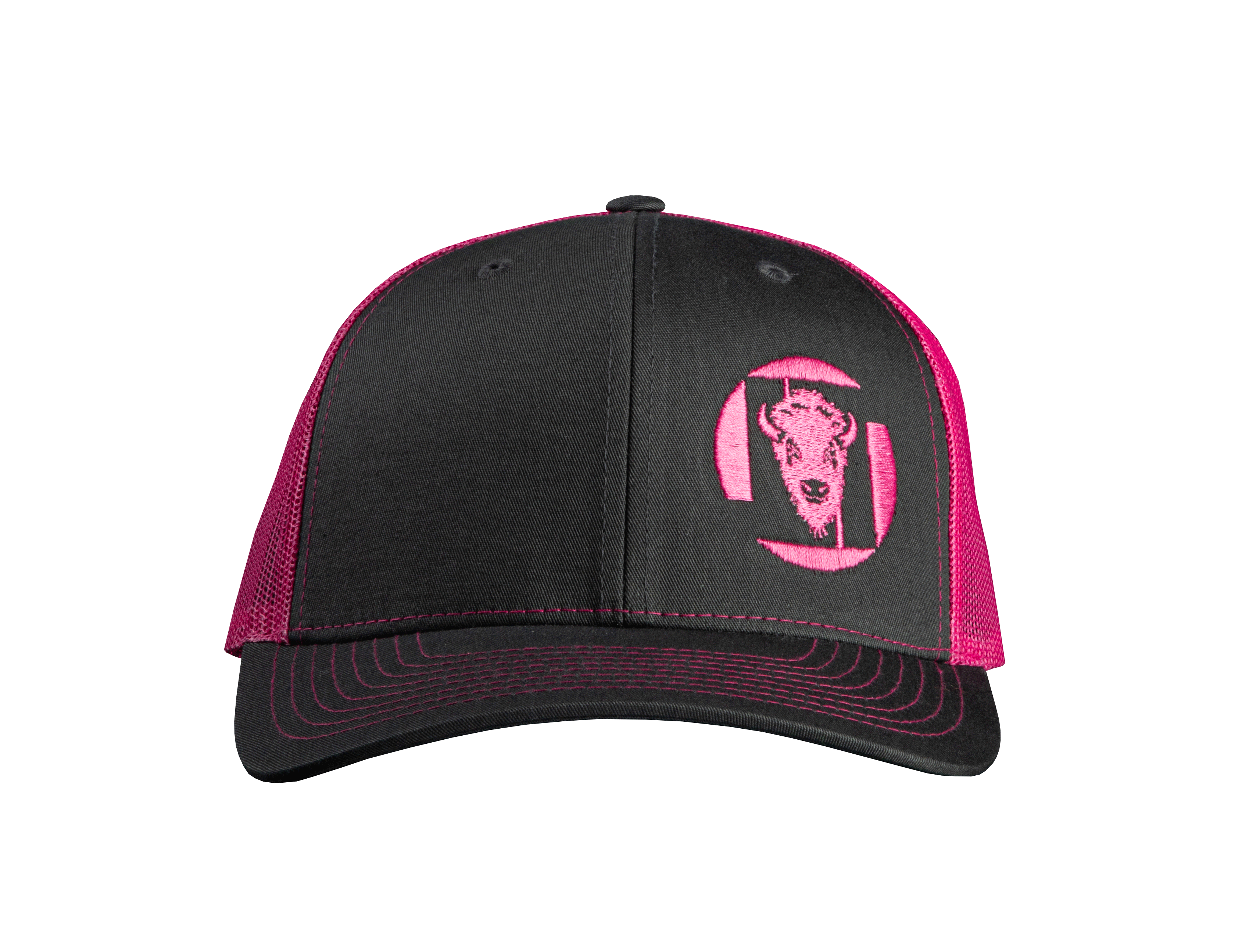 LT Logo Hat Charcoal Crown/Brim with Neon Pink Mesh Back & matching logo embroidery