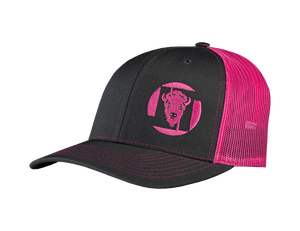 LT Logo Hat Charcoal Crown/Brim with Neon Pink Mesh Back & matching logo embroidery