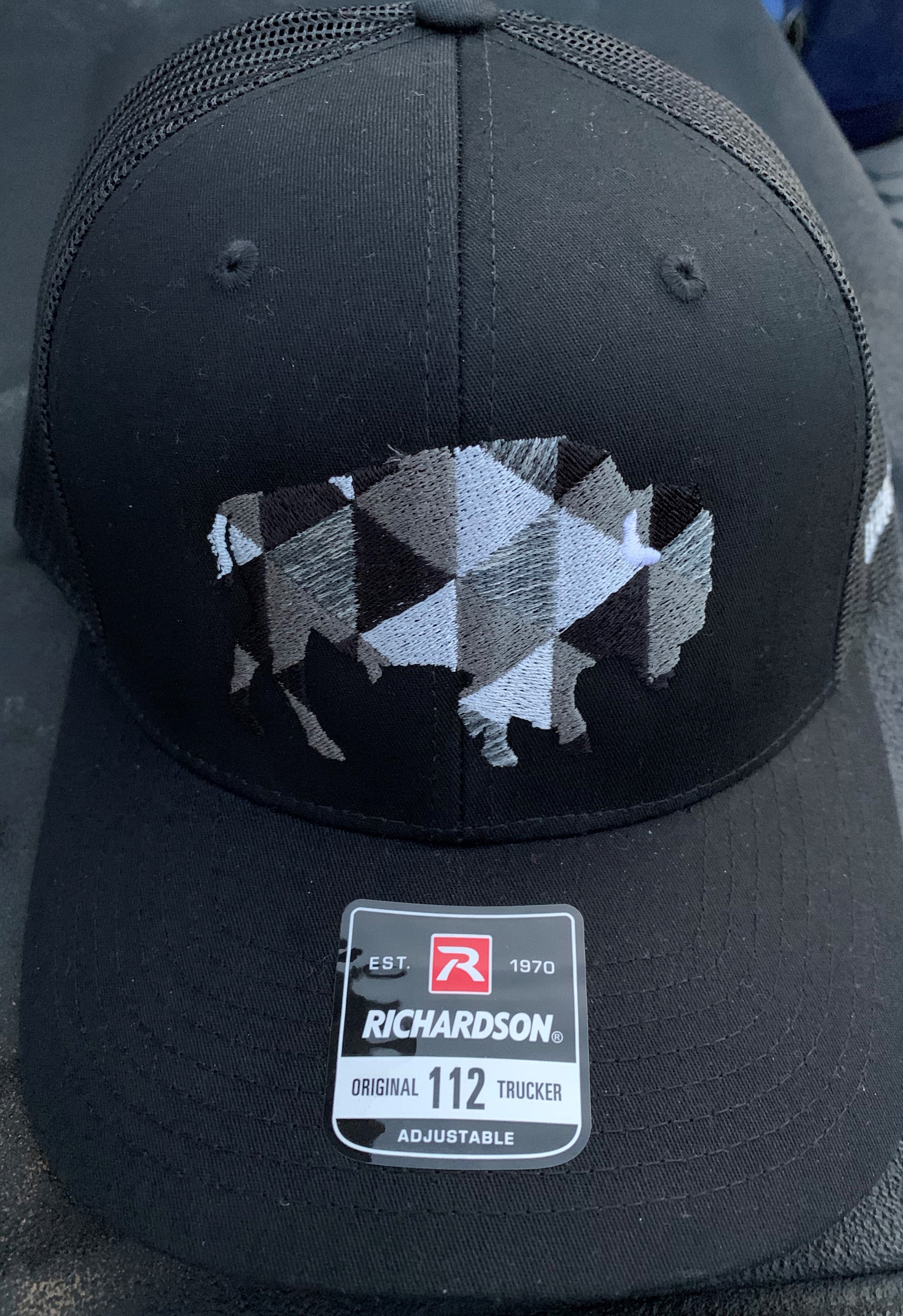 Embroidered Bison Black Hat